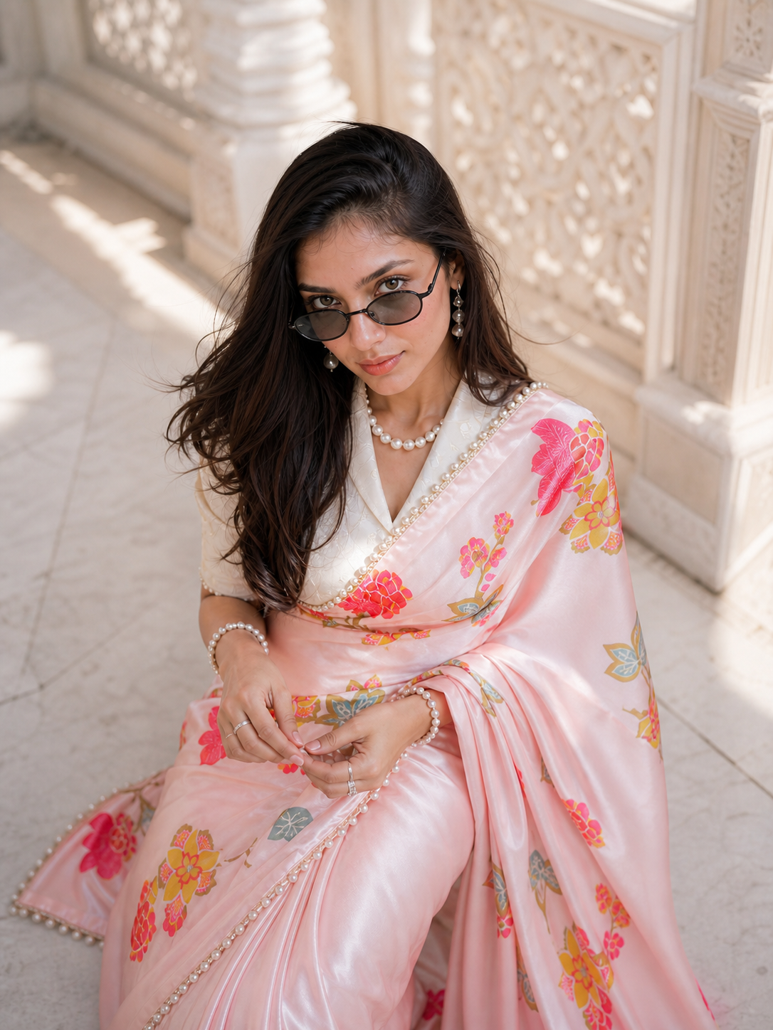 The Rosewood Garden Satin Saree