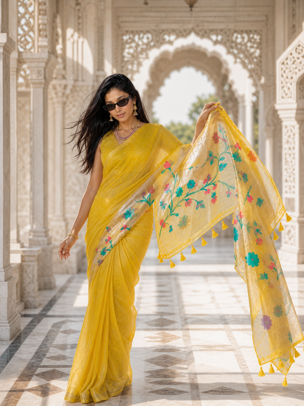 The Golden Aviary Saree