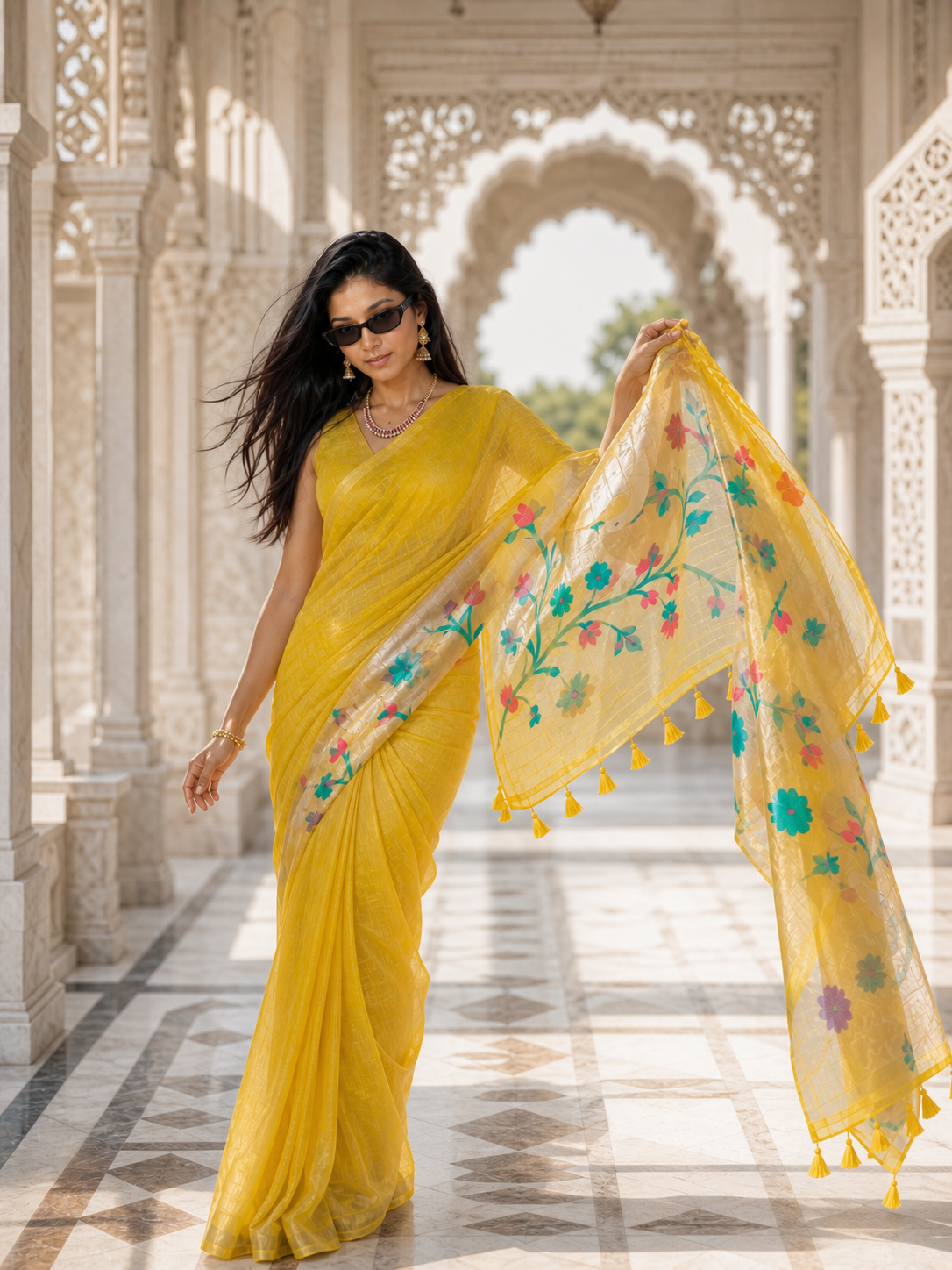 The Golden Aviary Saree