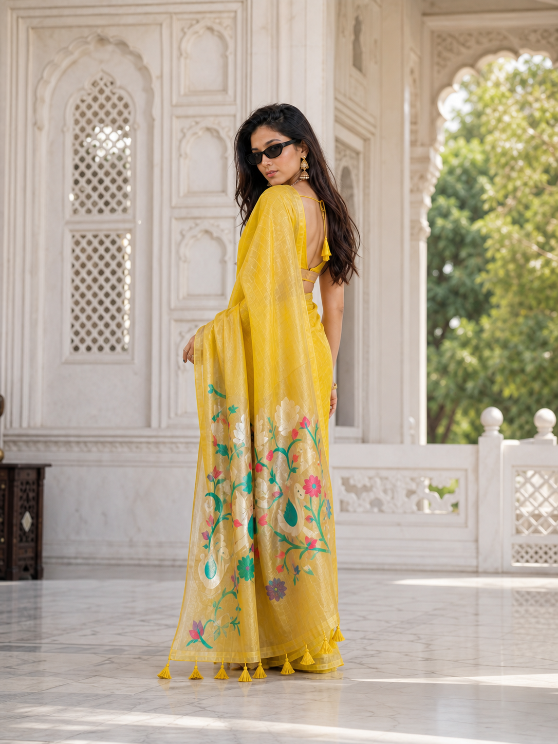 The Golden Aviary Saree