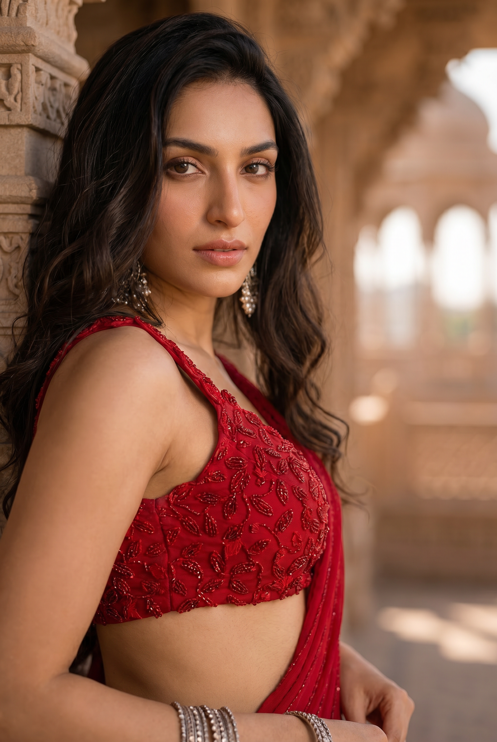 Scarlet Ruffle Saree