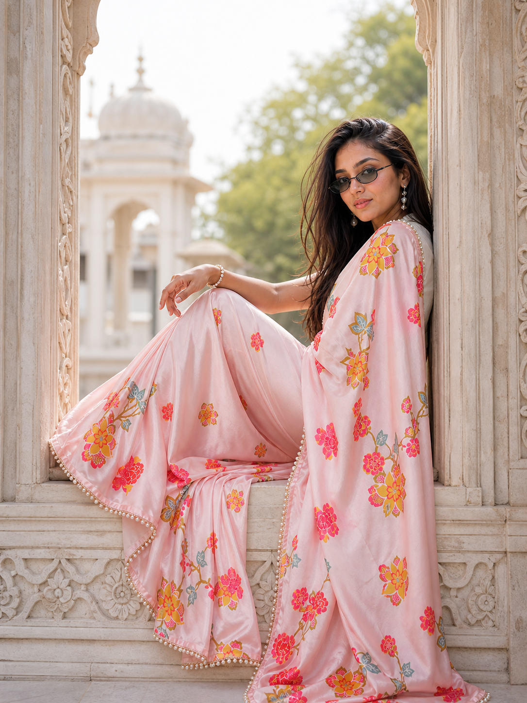 The Rosewood Garden Satin Saree