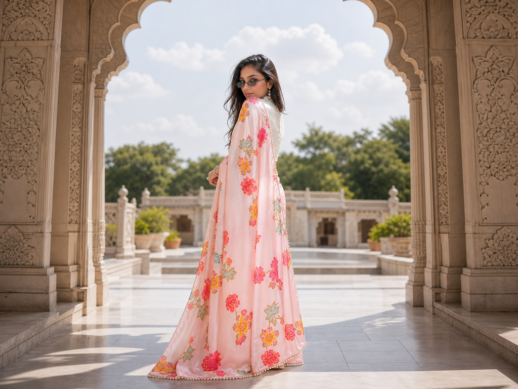 The Rosewood Garden Satin Saree