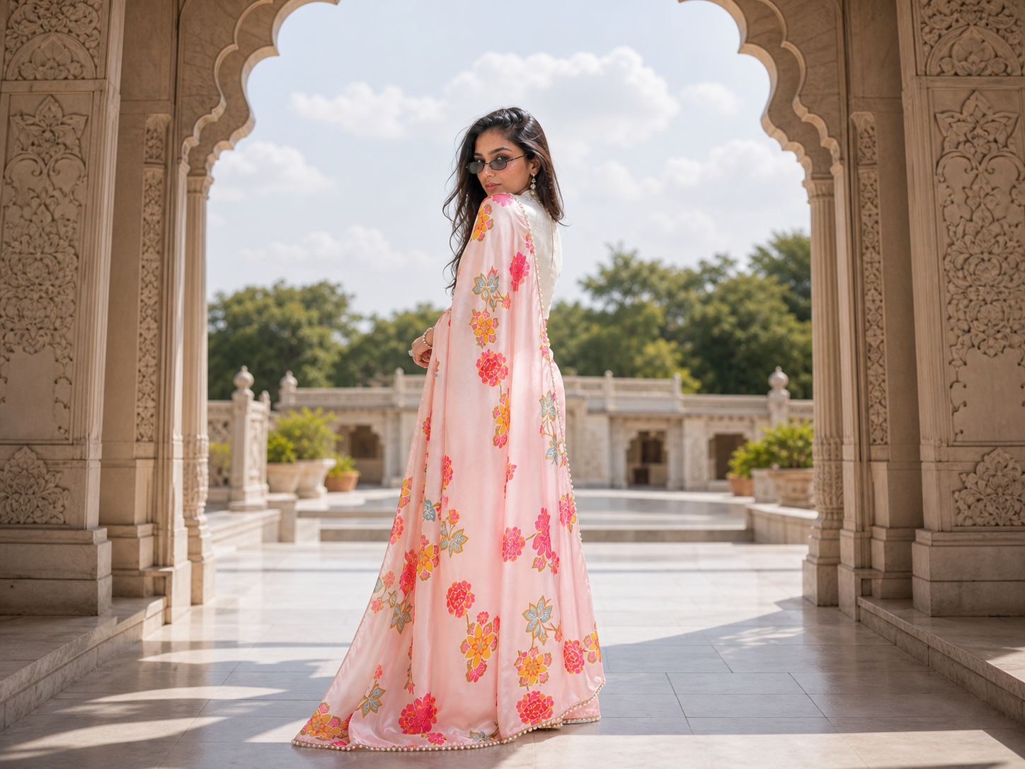 The Rosewood Garden Satin Saree