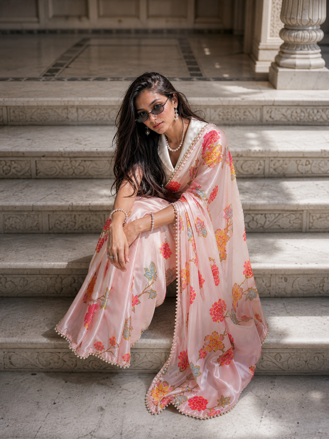 The Rosewood Garden Satin Saree