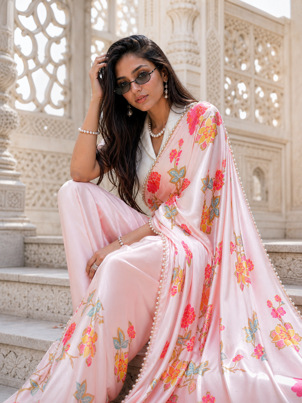 The Rosewood Garden Satin Saree