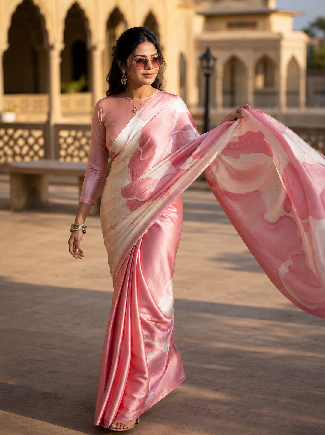 Blush Petal Satin Saree