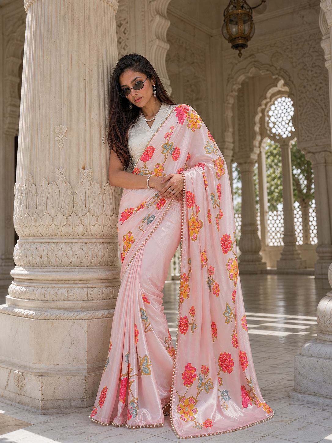 The Rosewood Garden Satin Saree