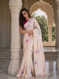 Champagne Petals Satin Saree