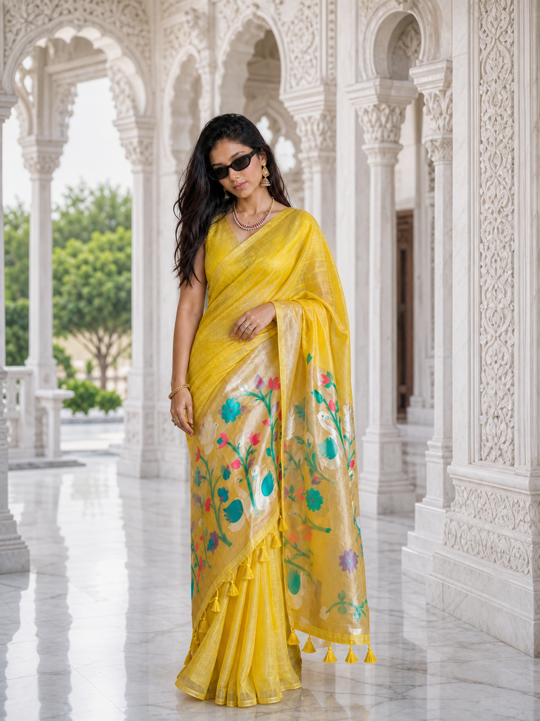 The Golden Aviary Saree