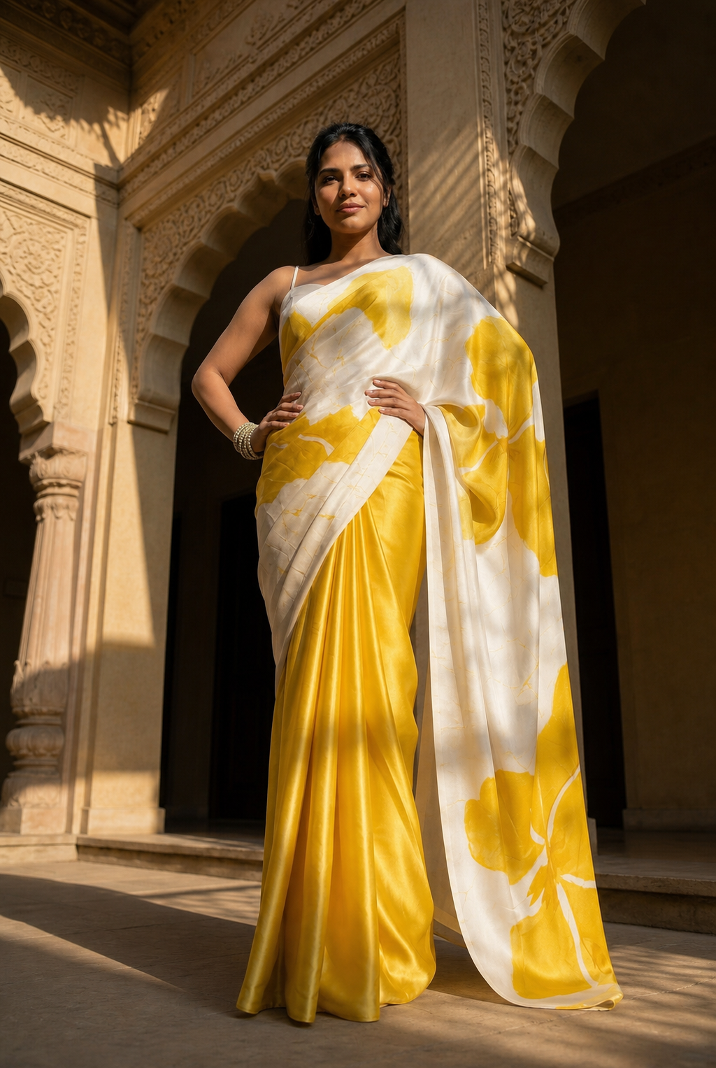 Marigold Muse Satin Saree