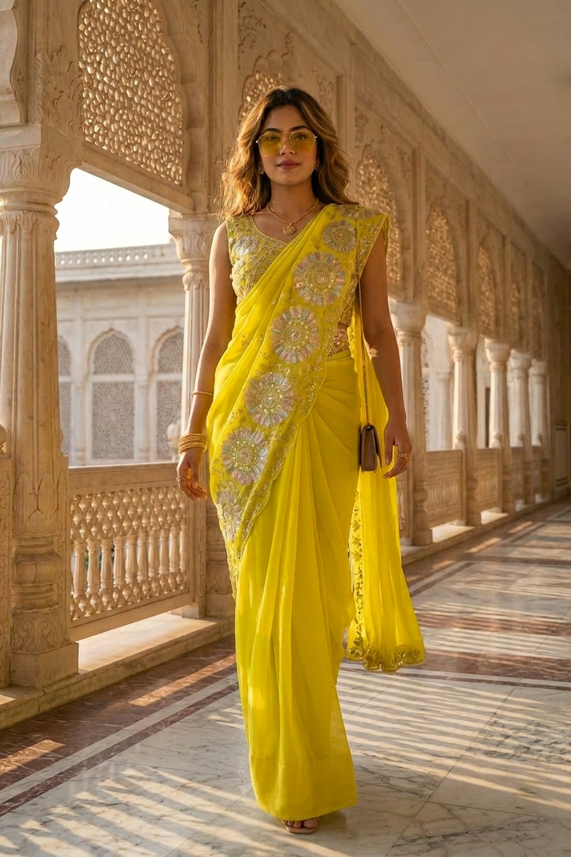 Sunlit Bloom Ready-to-Wear Saree