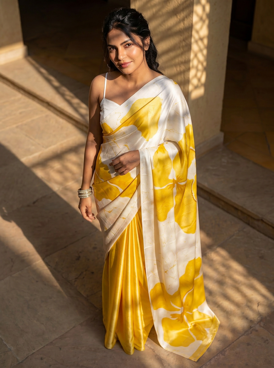 Marigold Muse Satin Saree