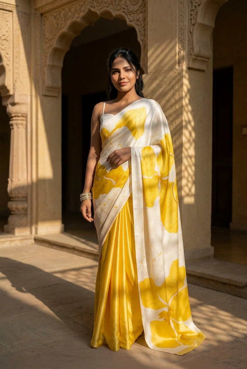 Marigold Muse Satin Saree