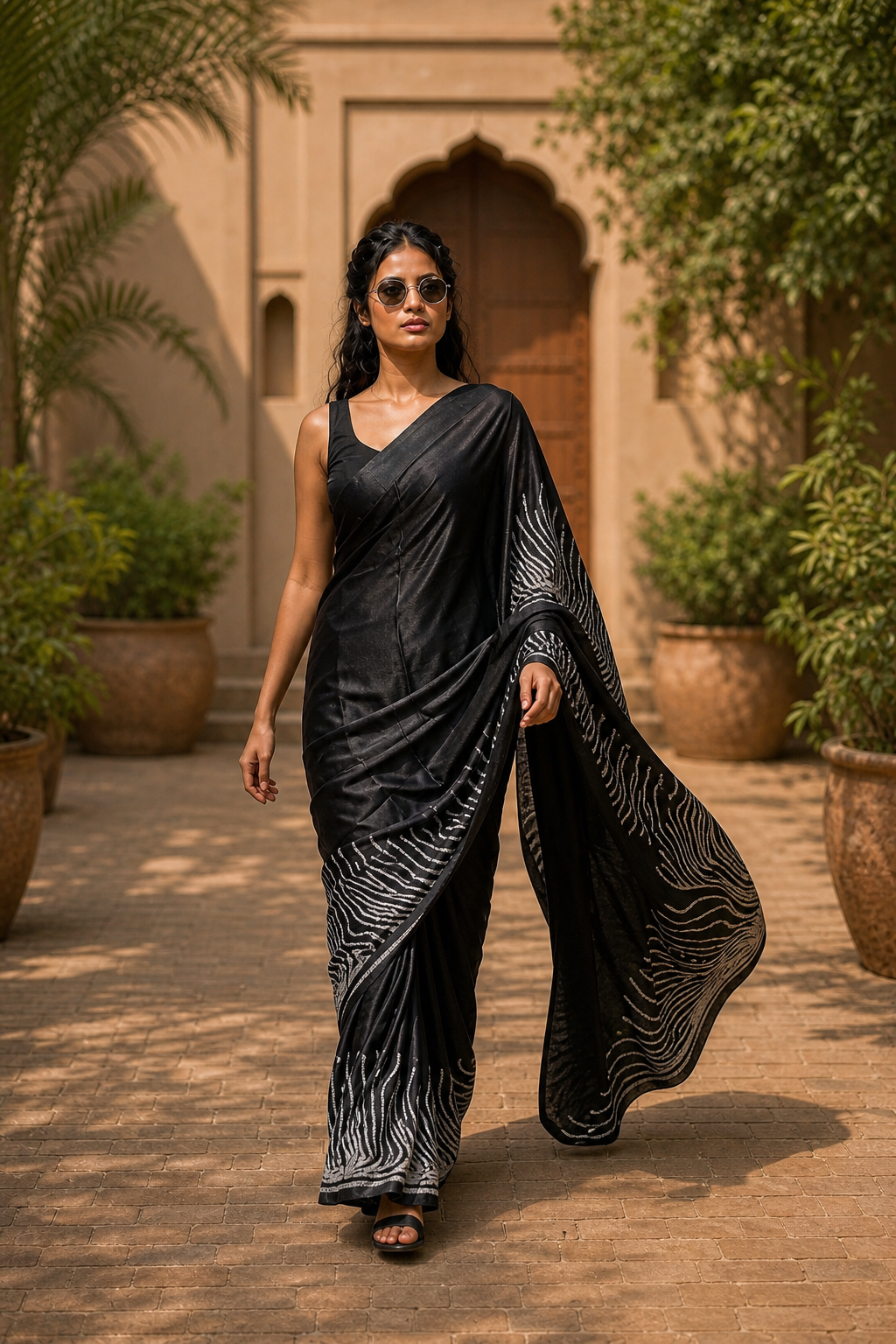 Midnight Muse Satin Saree