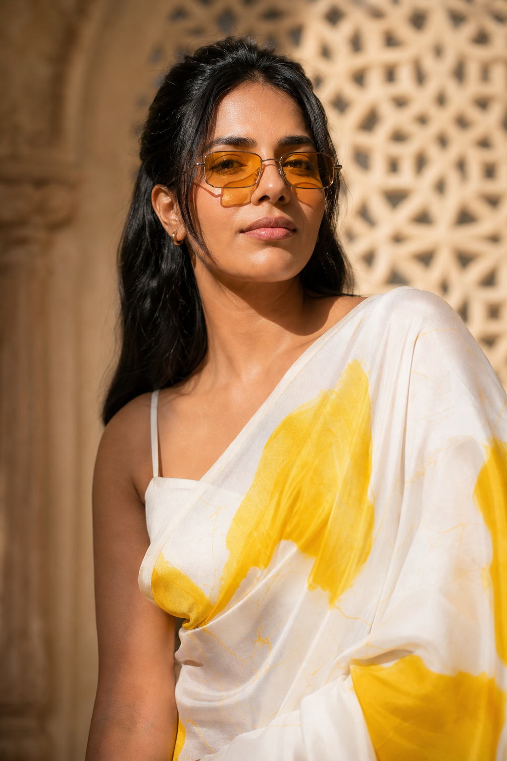 Marigold Muse Satin Saree
