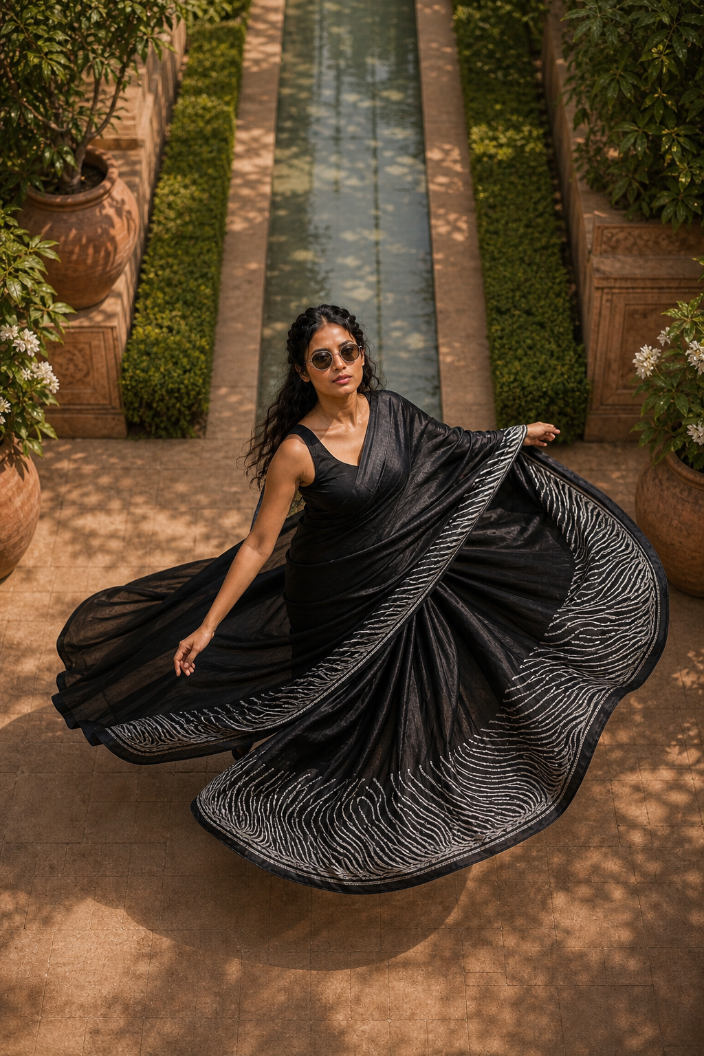 Midnight Muse Satin Saree