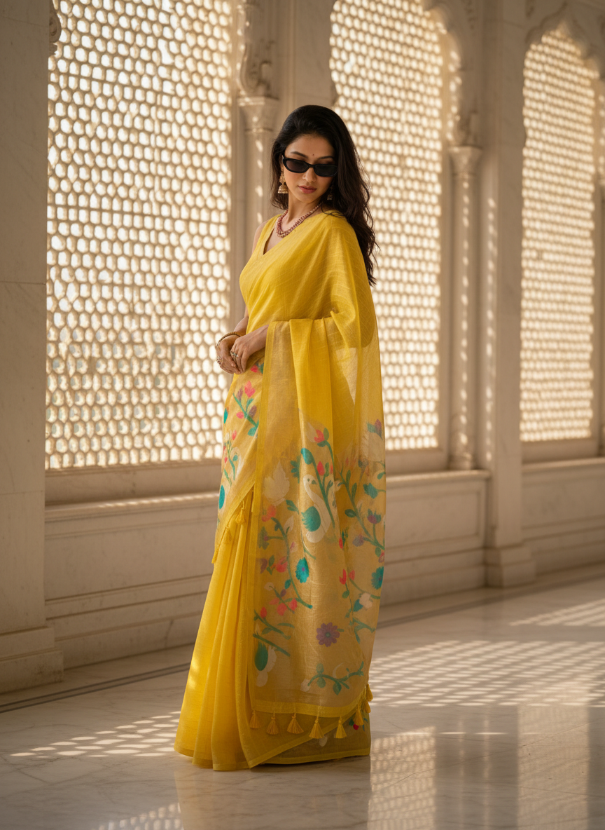 The Golden Aviary Saree