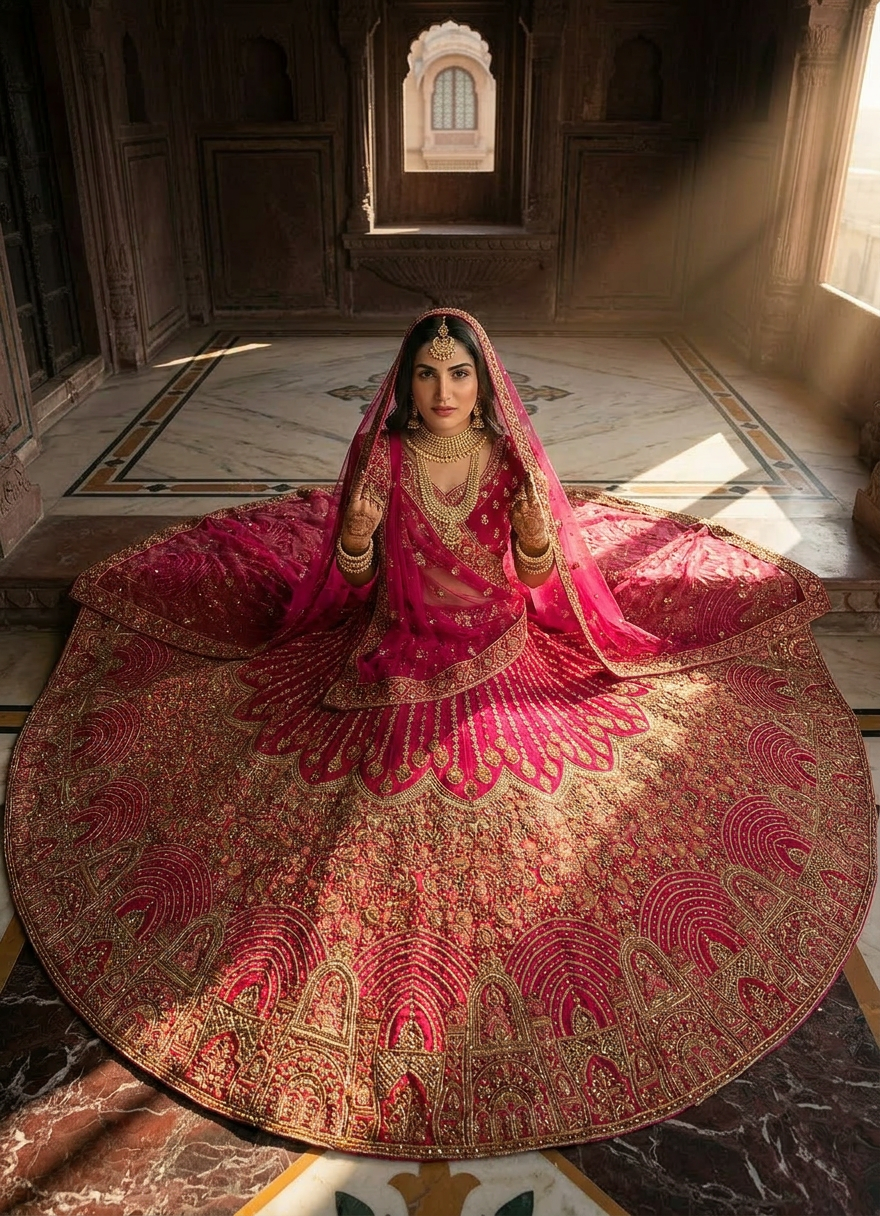 Rani Pink Embroidered Lehenga Set