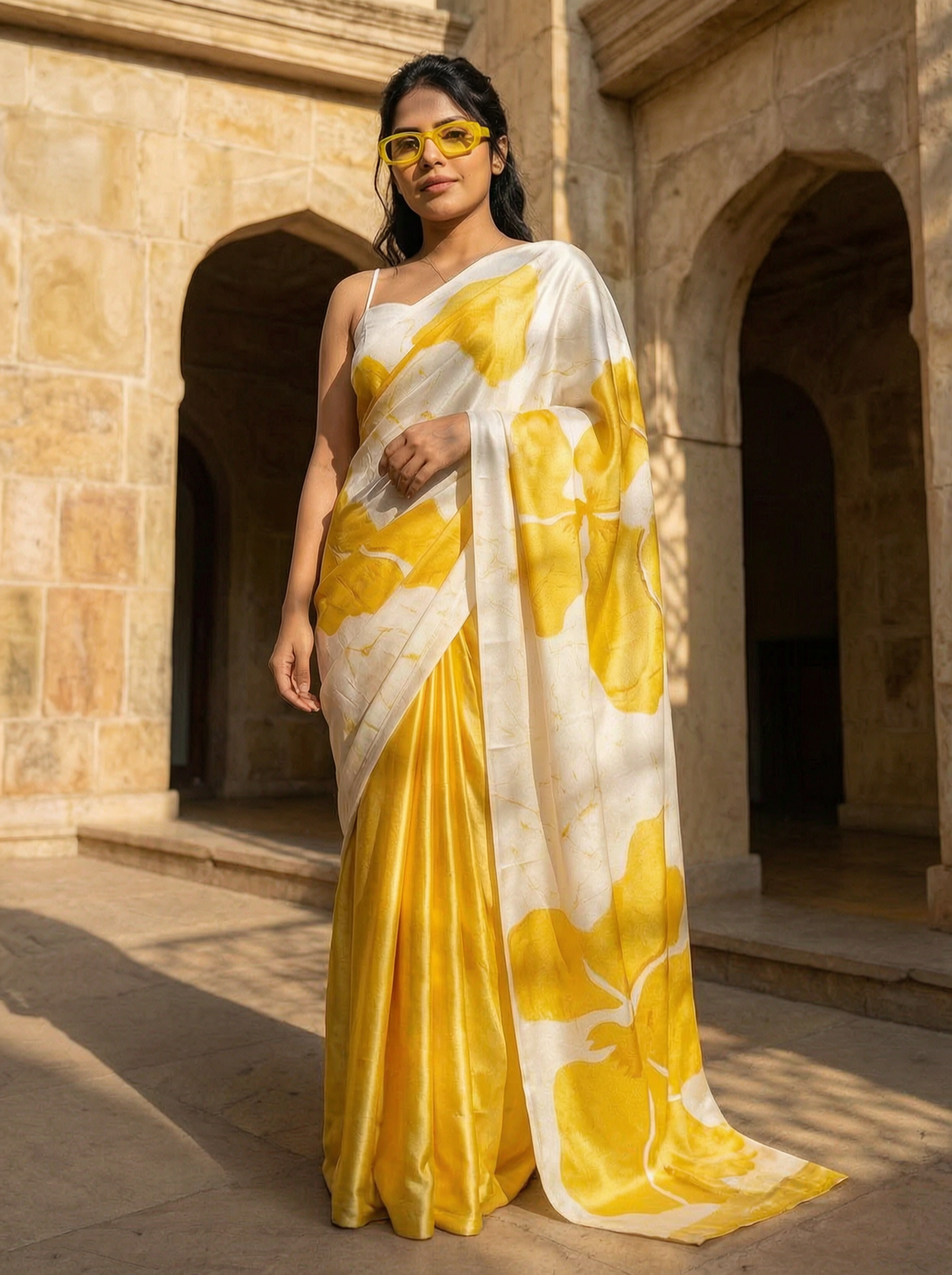 Marigold Muse Satin Saree