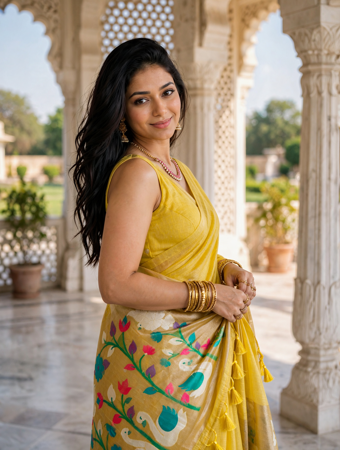 The Golden Aviary Saree