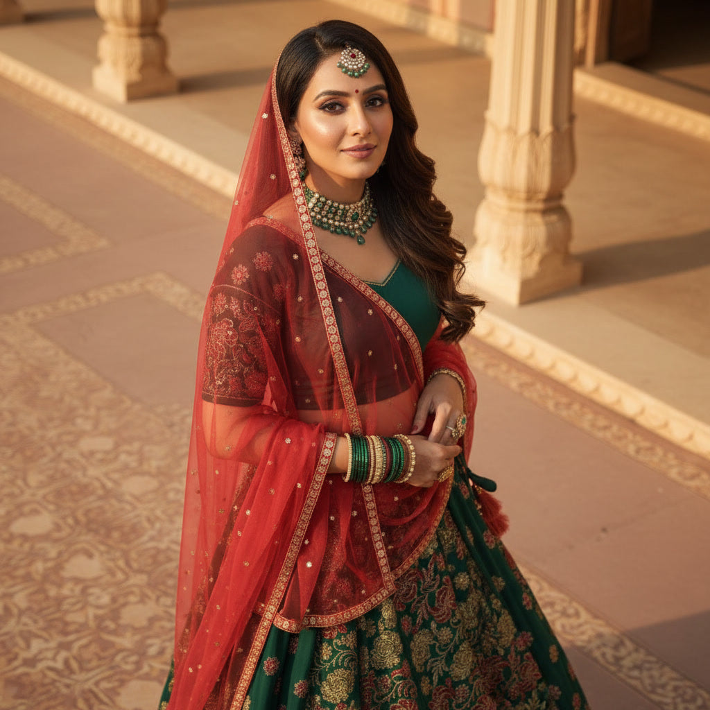 Traditional Floral Green Lehenga