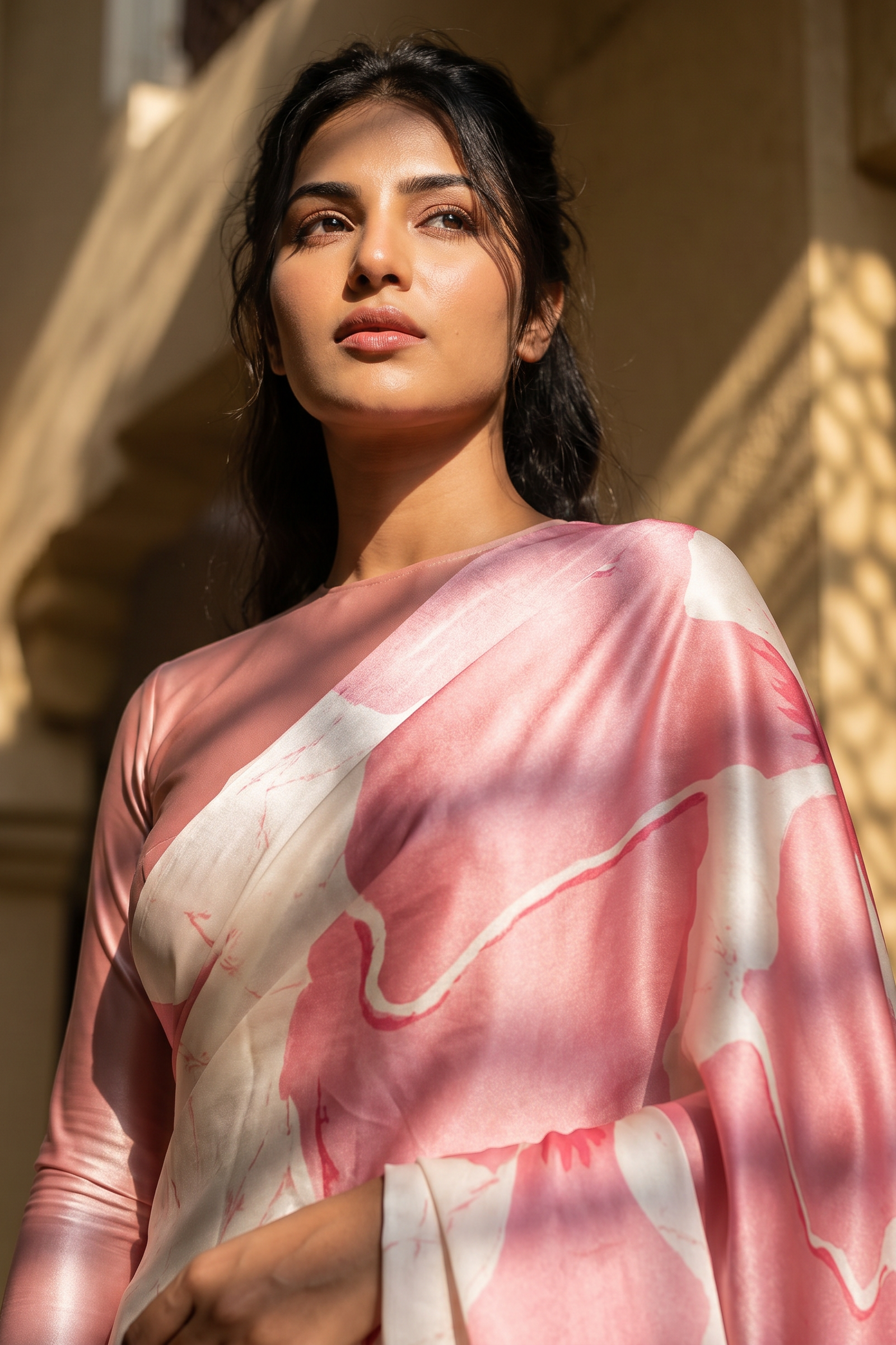 Blush Petal Satin Saree