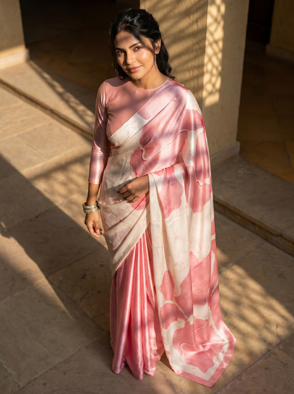 Blush Petal Satin Saree