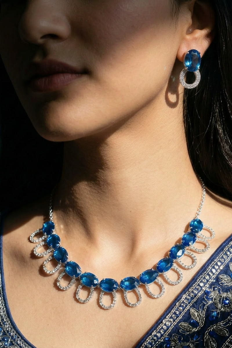 Sapphire Loop Necklace Set