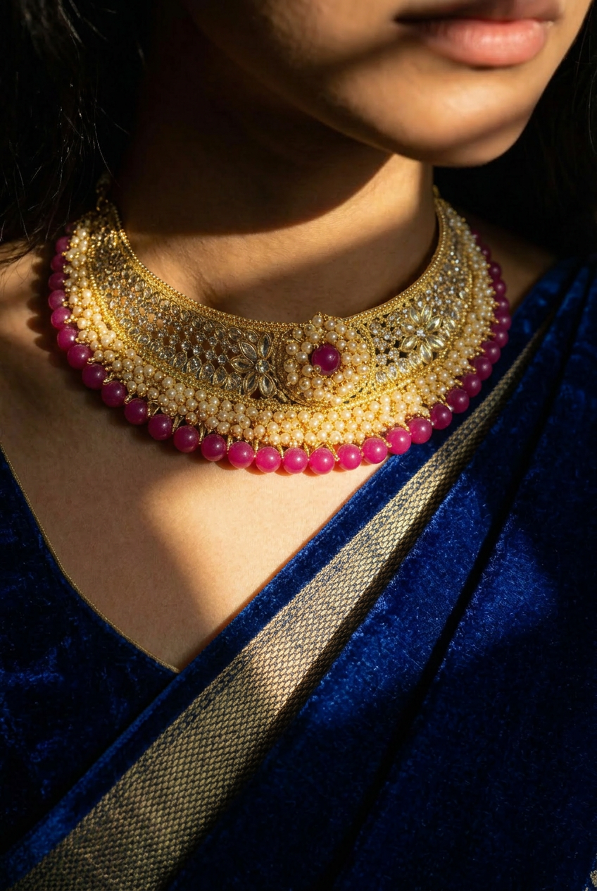 Rosé Fringe Choker Set