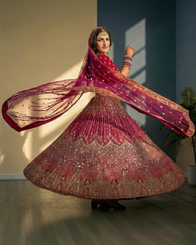 Rani Pink Embroidered Lehenga Set