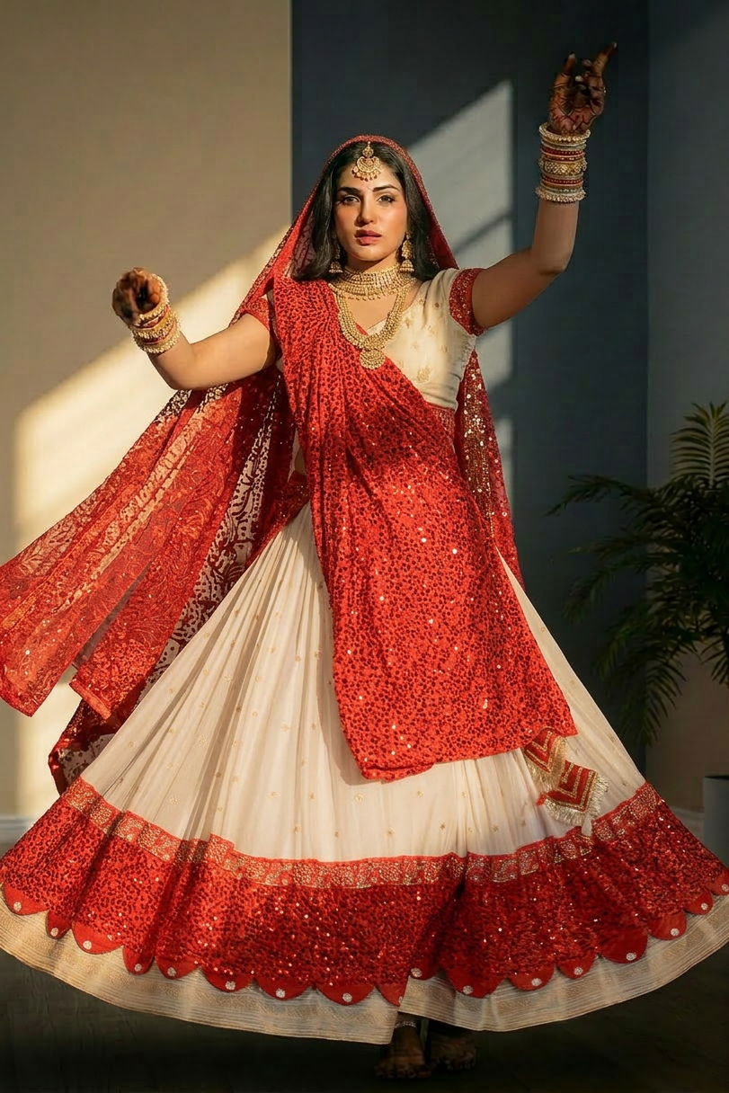 Ruby Sequin Lehenga Set